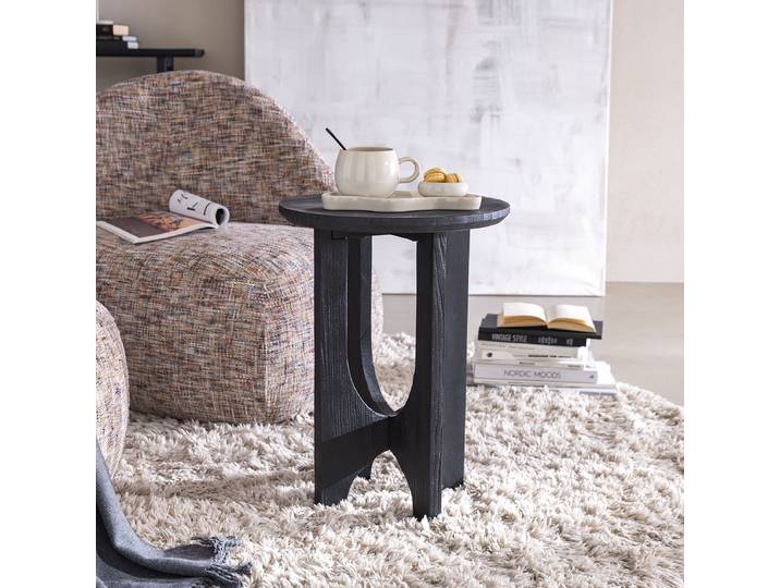 Massiver Beistelltisch Ø 40cm Schwarz