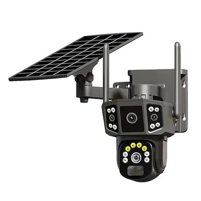 Kabellose Solar-Überwachungskamera – Doppelobjektiv-Verbindung, 100 % kabellos, WLAN, batteriebetrieben, 360°-Drehung und Neigung, Farb-Nachtsicht, PIR, Zwei-Wege-Audio, SD- und Cloud-Speicher