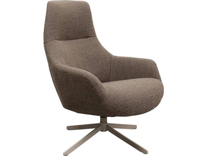 Kare-Design Sessel, Graubraun, Metall, 76x100x81 cm, Sitzfläche 360° drehbar, Wohnzimmer, Sessel, Polstersessel