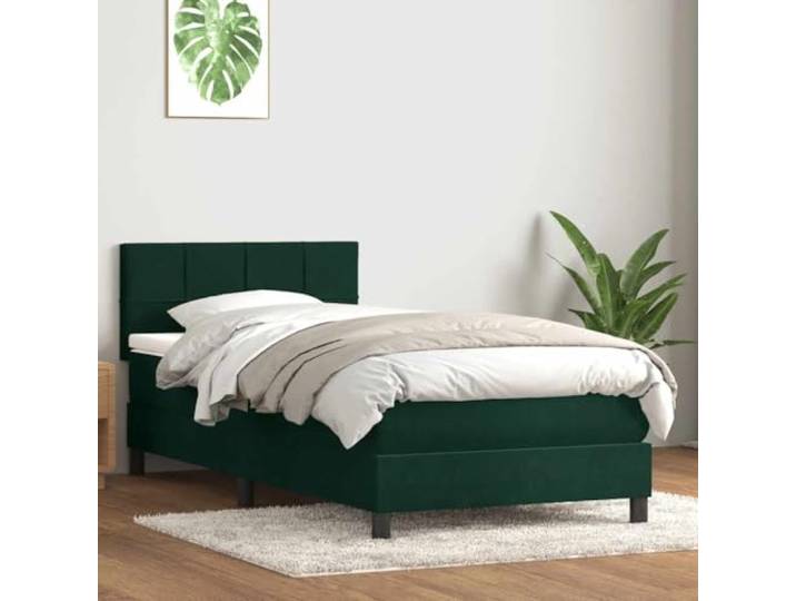 RJPLMFV Lattenrost mit Matratze, Velours, Dunkelgrün, 80 x 220 cm Einzelne Taschenfedern, verstellbares Kopfteil, abnehmbare Matratzenauflage, optimale Unterstützung
