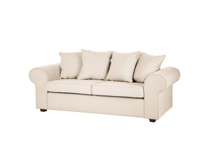 Sofa 3-Sitzer Webstoff Beige/Beige Webstoff 217 x 84 x 90cm Landhaus