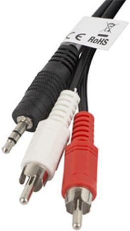 WHITE LABEL Cabo stereo    MiniJack 3.5mm + 2 RCA    2M