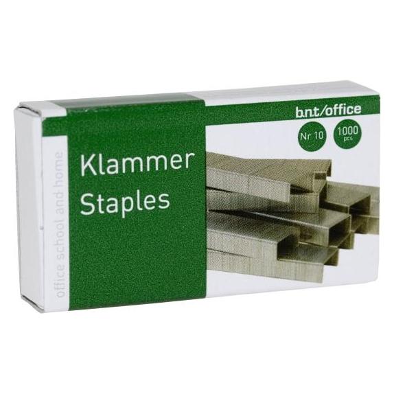 B.N.T. Heftklammern bnt/Büro nr.10 bis zu/10 Blatt galvanisch. 1000Stk/Packung - (1000 x 5 Packungen) (1000x) (743300)