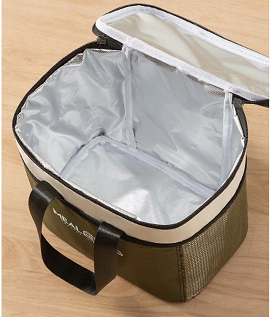 INF Isoliertasche Lunch Bag – Oxford-Gewebe mit Aluminiumfolie-Futter, wasserdicht, großes Fassungsvermögen, Schwarz