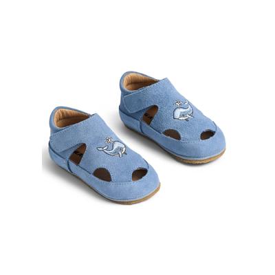 Trainingsschuh WHEAT "WHEAT Indoor Sandale Pax", Kinder, Gr. 26, blau (faded denim), Veloursleder, unifarben, Schuhe