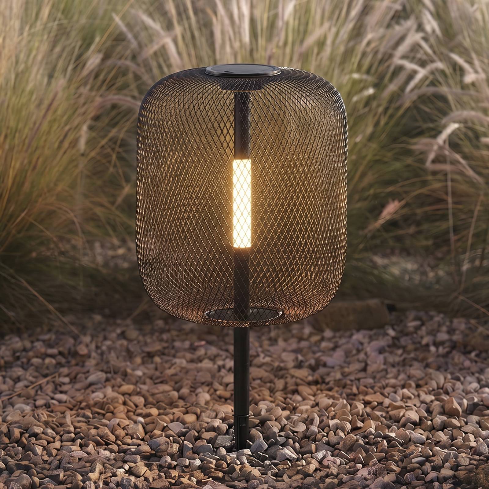 Lucande LED-Solarerdspießleuchte Faylen, schwarz, IP65 Faylen Lucande, dimmbar, schwarz, Metall, Design