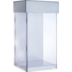 Flyerbox outdoor mit Deckel, extra tief, Indisplay Shieldbox, extrem robust 1/3 A4, PC, Stahl, transparent, silber