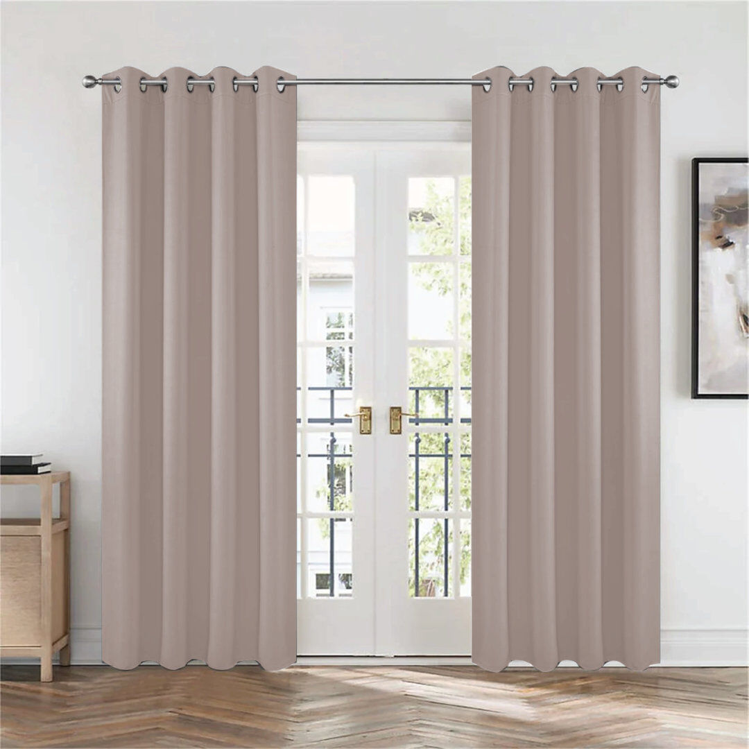 Ebern Designs Frasco Eyelet Blackout Thermal Curtain Pair – Light Blocking & Energy Efficient Silver 228.6cm Width x 228.6cm Drop