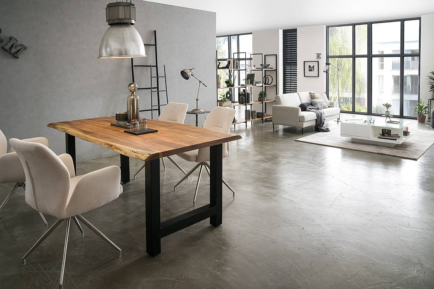 home24 Eettafel Ratopp, Bruin/Beige, Breedte: 220 cm