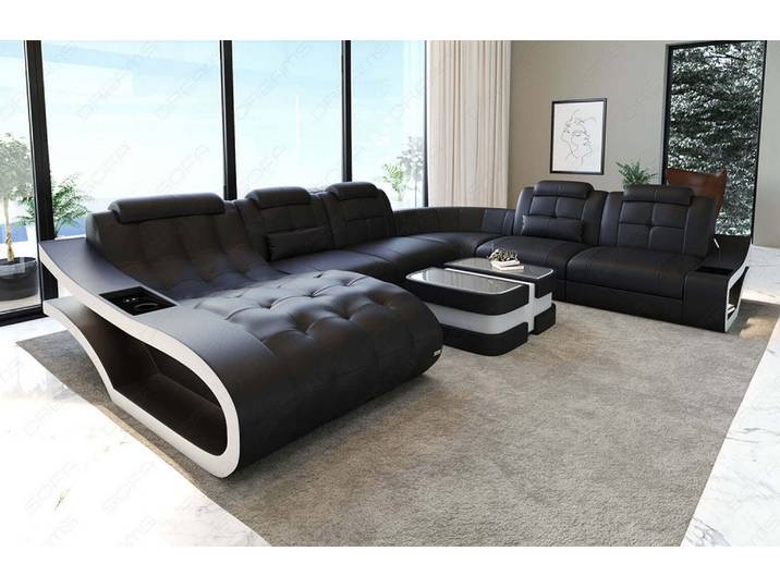 Leder Wohnlandschaft Elegante XXL U-Form