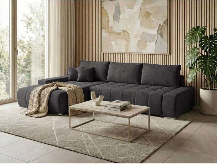 Beautysofa Ecksofa Draco L mit Schlaffunktion, in pflegeleichten Stoffen, Bettkasten