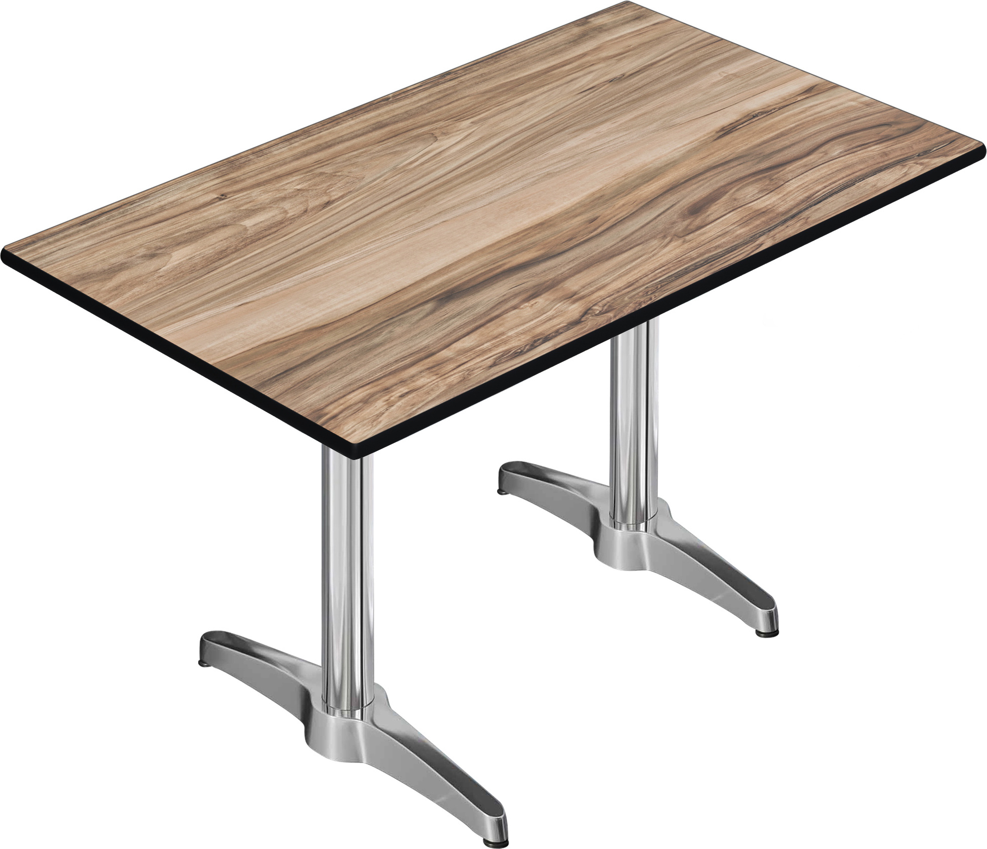 CPBL | HPL Bistrotisch | B:T:H 120 x 70 x 80 cm | Sheesham / Aluminium | Zusatzgewicht | Rechteckig | Bistrotisch Gastro Tisch