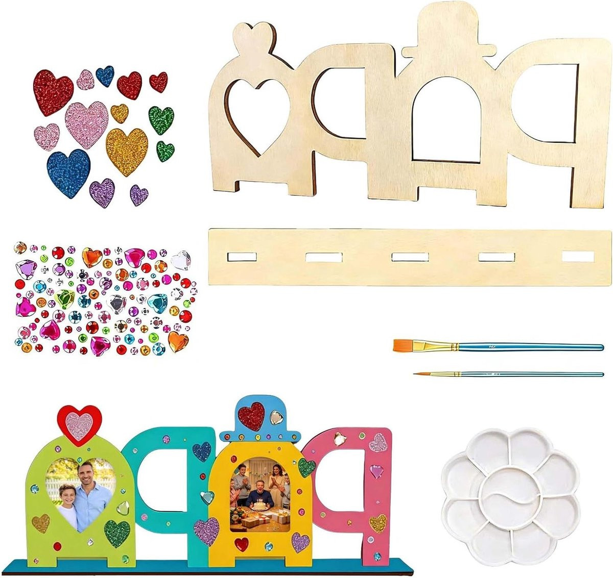 Houten Fotoframe PAPA - DIY Fotolijst Letter Frame - Persoonlijk Cadeau om zelf te decoreren