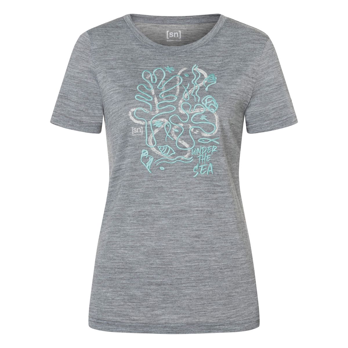 Super.Natural W Under The SEA Tee cashmere grey melange/various (35G) XS SNWP0324635GXS