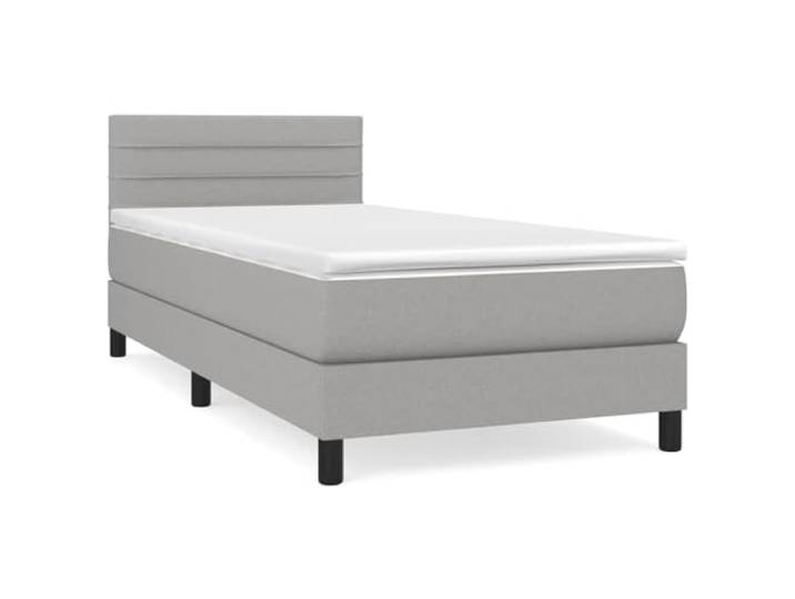 PUGYNBK Boxspringbett, 100 x 200 cm, Hellgrau Verstellbares Kopfteil, Taschenfederkerne, mittlere Festigkeit, atmungsaktives Gewebe