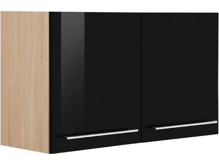 Hängeschrank KOCHSTATION KS-Eton , schwarz (schwarz hochglanz), B:100cm H:57cm T:34cm, Schränke, Hängeschrank, Breite 100 cm