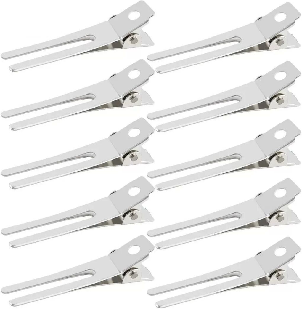 INF 20 Haarspangen - Doppelzinkige Metall-Styling-Clips Silber