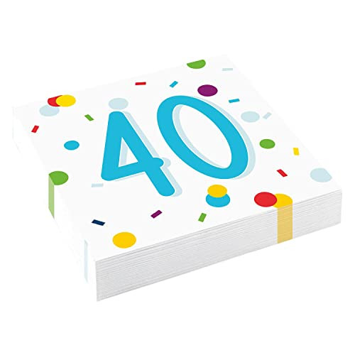 Amscan Internationale Confetti Servetten 40e Verjaardag - 20 stuks - 33 cm