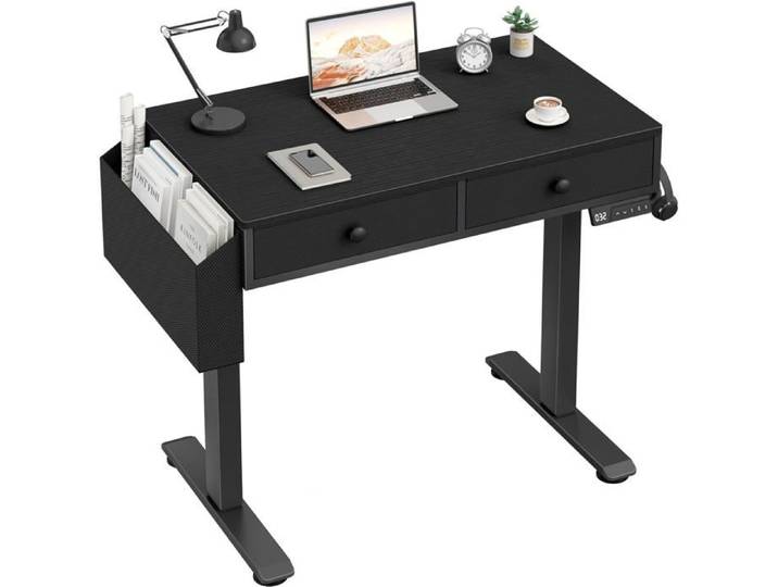 Électrique Bureau Ergonomique avec Rangement-Petit Bureau Noir PC Bureau avec Espace de Rangement Table de Travail pour Petit
