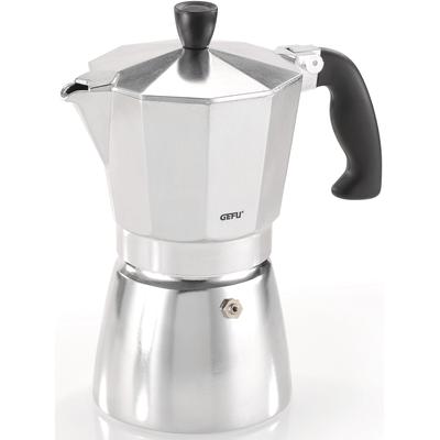 Espressokocher GEFU "Lucino", grau (aluminiumfarben), B:16,5cm H:20,5cm T:10cm, Kaffeemaschinen, für 6 Tassen