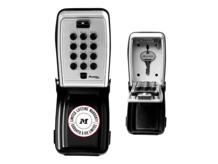 Master Lock Boite a clef avec boutons poussoirs\, Fixation Murale\, Extérieur\, 11.7 x 7.9 x 5.2 cm