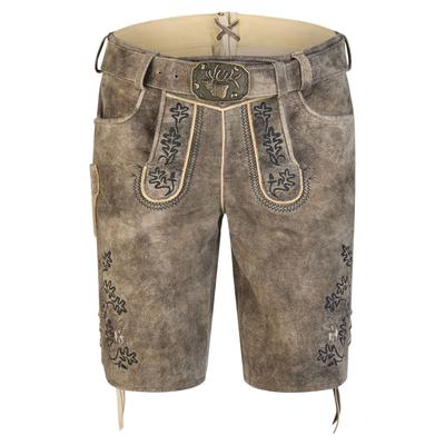 Lederhose SPIETH & WENSKY "Hornbeck", Herren, Gr. 46, N-Gr, braun (night schwarz), Obermaterial: 100% Lammleder LEL., uni, festlich, regular fit, Hosen, detailreiche Stickerei