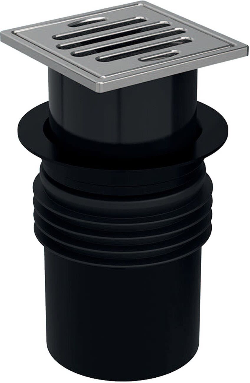 Geberit Varino Bodenablauf steckbar, d110 mit Schlitzrost 10 x 10 cm, Duschabläufe, 388.060.00.1, Edelstahl