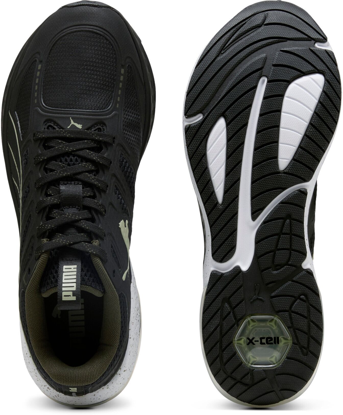 Laufschuh PUMA "X-CELL LIGHTSPEED", Herren, Gr. 41, Textil, grün (puma schwarz, schwarz olive, lux army), Schuhe Laufschuh puma schwarz, schwarz olive, lux army 41, Textil