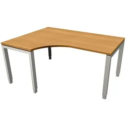 fm Büromöbel Manuell höhenverstellbarer Winkelschreibtisch links »Sidney« 160 cm 4-Fuß Rechte braun, 160x85x80 cm