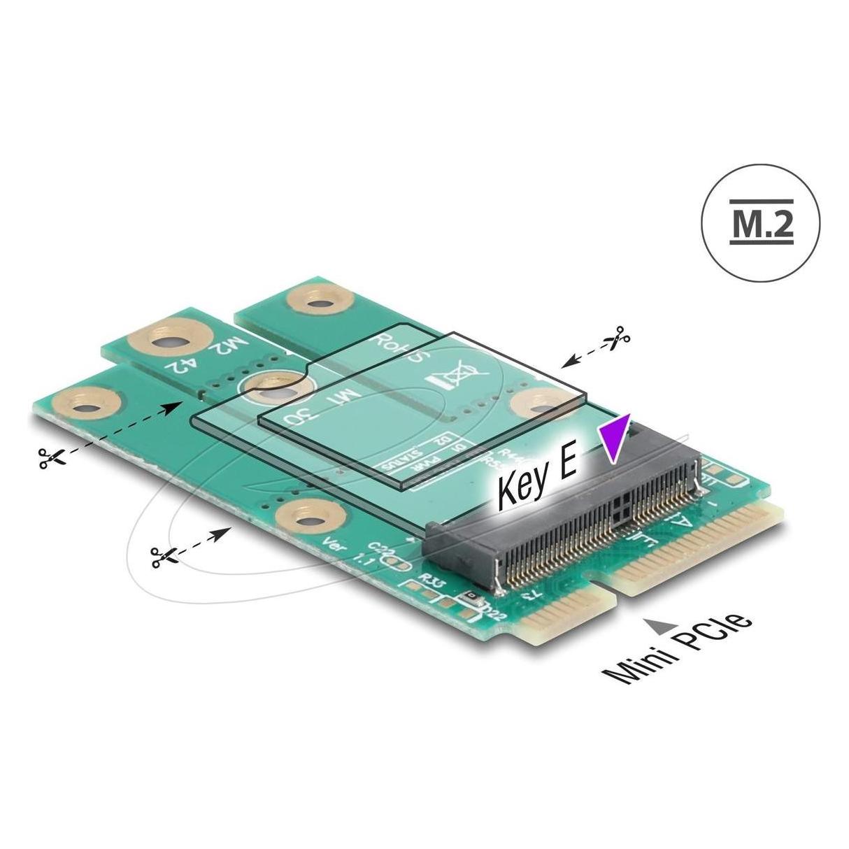 Delock 64338 Adapter Mini PCIe Stecker> M.2 Key E Slot (64338) (64338)