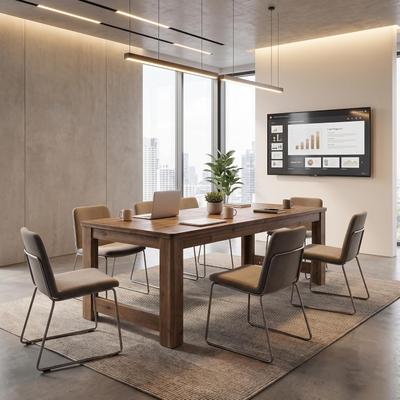 1Easylife "6.5FT Solid Wood Conference Table ,Farmhouse Modular Meeting Table,78.7"" Long Office Table for 6-8,Large Business Seminar Table"
