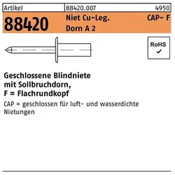 Gesipa, Nieten, Blindniete R 88420 Flachrundkopf 3,2 x 9 Niet Kupfer-Legierung/Dorn A 2