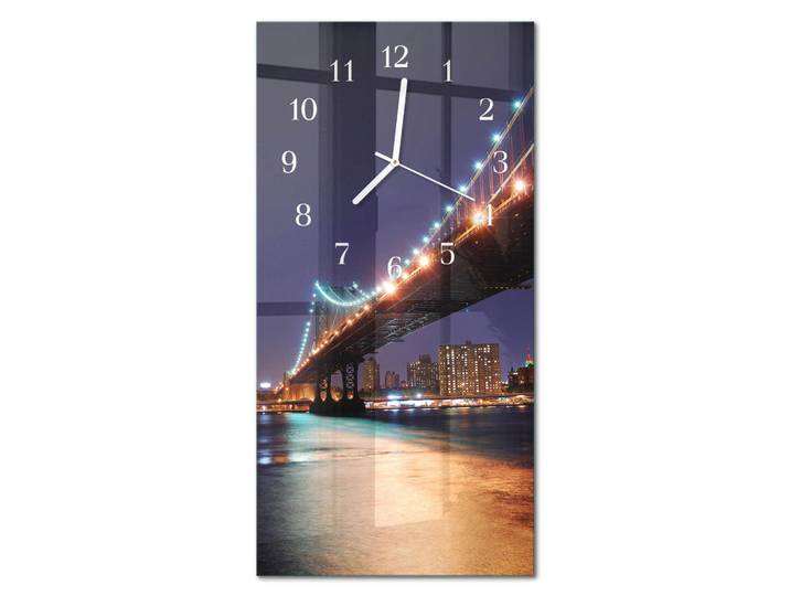 Tulup Wanduhr 30x60 cm - Strand Meer, Mehrfarbig, Glas, Rechteckig, 30x60x0.4 cm, Dekoration, Uhren, Wanduhren