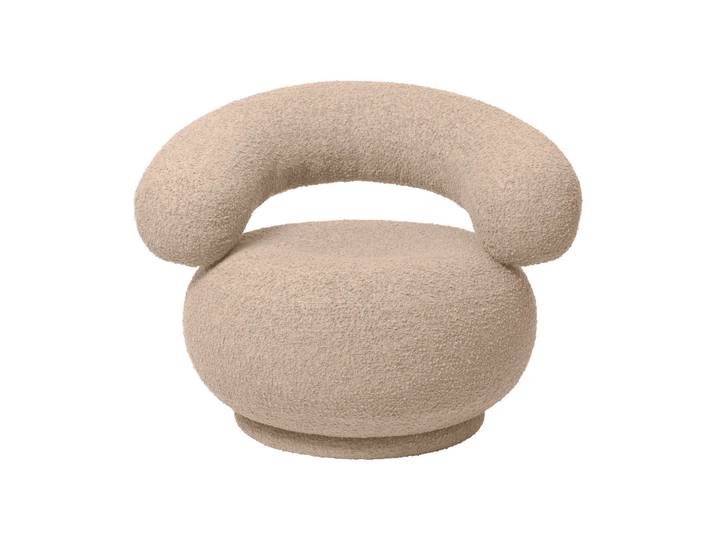 Ferm Living Orbo Lounge chair swivel Drehstuhl Raw bouclé - Natural