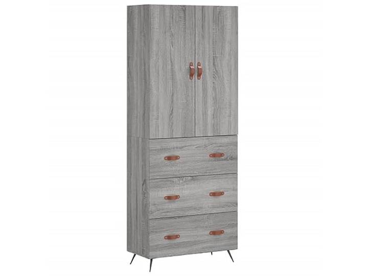 Roanoer Highboard Grau Sonoma 69,5x34x180 cm Holzwerkstoff 2-teilig Stilvoller Aufbewahrungsschrank in Grau Sonoma mit Metallfüßen für Wohnzimmer und Flur. Stabil und geräumig.