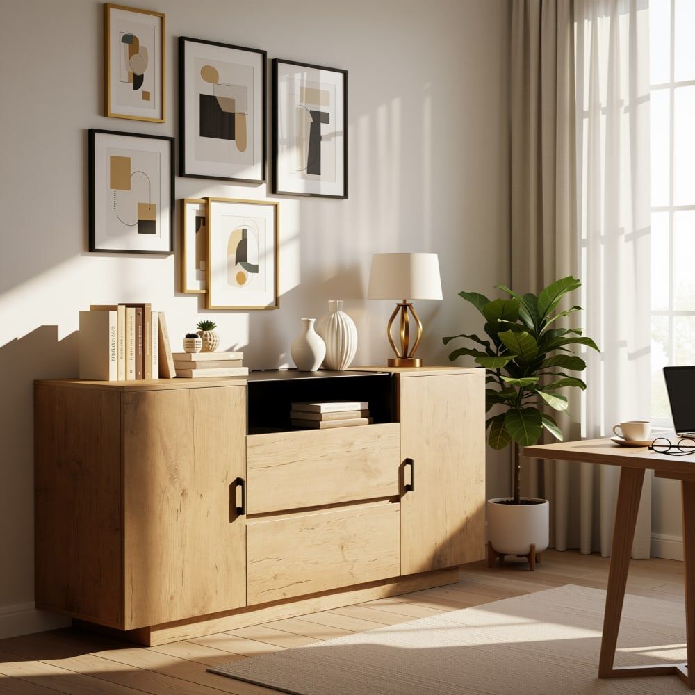Urban Meuble Aparador moderno de madera con acabado en roble natural