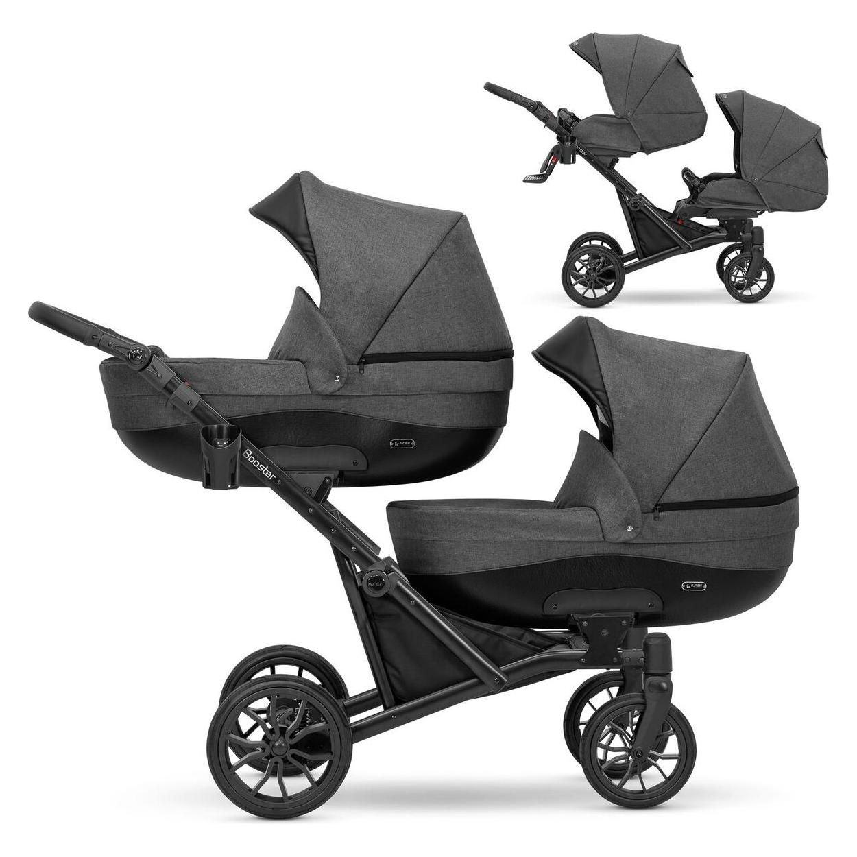Kunert 2in1 BOOSTER Graphite - Zwillingskinderwagen für Sicherheit und Komfort (65399362)