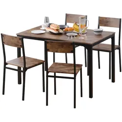 OKWISH Esszimmergruppe Esstisch mit 4 Stühlen 108x65x75 Vintagebraun,Minimalistisch, Platzsparend, MDF, Stilvolle Esszimmermöbel für Küche, Wohnzimmer,Balkon