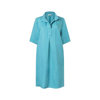 Jerseykleid MAERZ MUENCHEN "Maerz Muenchen 183400 Kurzarmkleid Damen Bekleidung", Damen, Gr. 38, EURO-Größen, blau, 100% Leinen, Kleider Jerseykleid