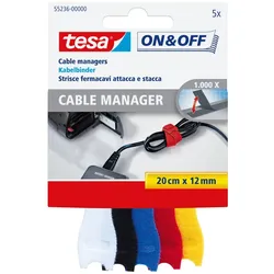 TESA On & Off Kabelbinder Schwarz, Blau, Rot, Weiß, Gelb 5 Stück(e)
