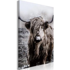 Artgeist Wandbild Hochlandrind Sepia, Leinwand, Hochformat, 80 x 120 cm