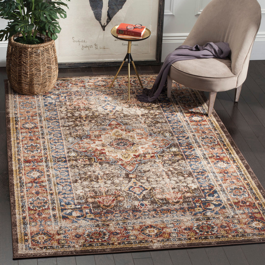 Langley Street Ashlee Oriental Area Rug Brown/Rust/White/Blue Rectangle 160 x 230 cm