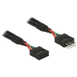 Delock USB-Kabel USB 2.0 Pfostenstecker 10pol., USB-Pfostenbuchse 0.25 m Schwarz mit Pfostenstecker 83873
