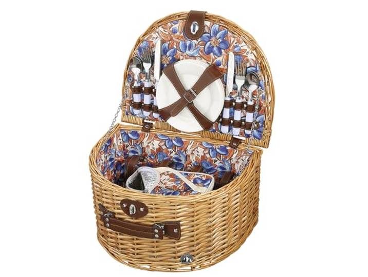 cilio Picknickkorb Salina für 4 Personen, geflochtene Weide, Kühltasche Picknick-Korb SALINA für 4 Personen mit herausnehmbarer Kühltasche, Besteck, Gläsern und Tellern aus geflochtenem Weide