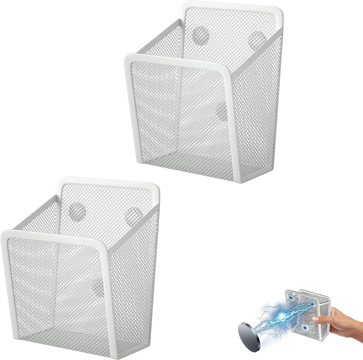 Magnetische bureau-organizer en whiteboard opbergmand in het wit