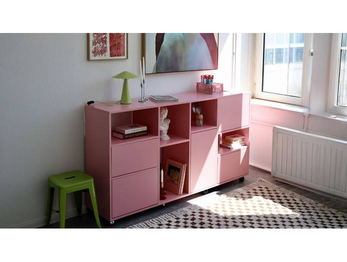 Pinkes Sideboard / Möbelrollen / stylish MDF Lackiert Hell­rosa