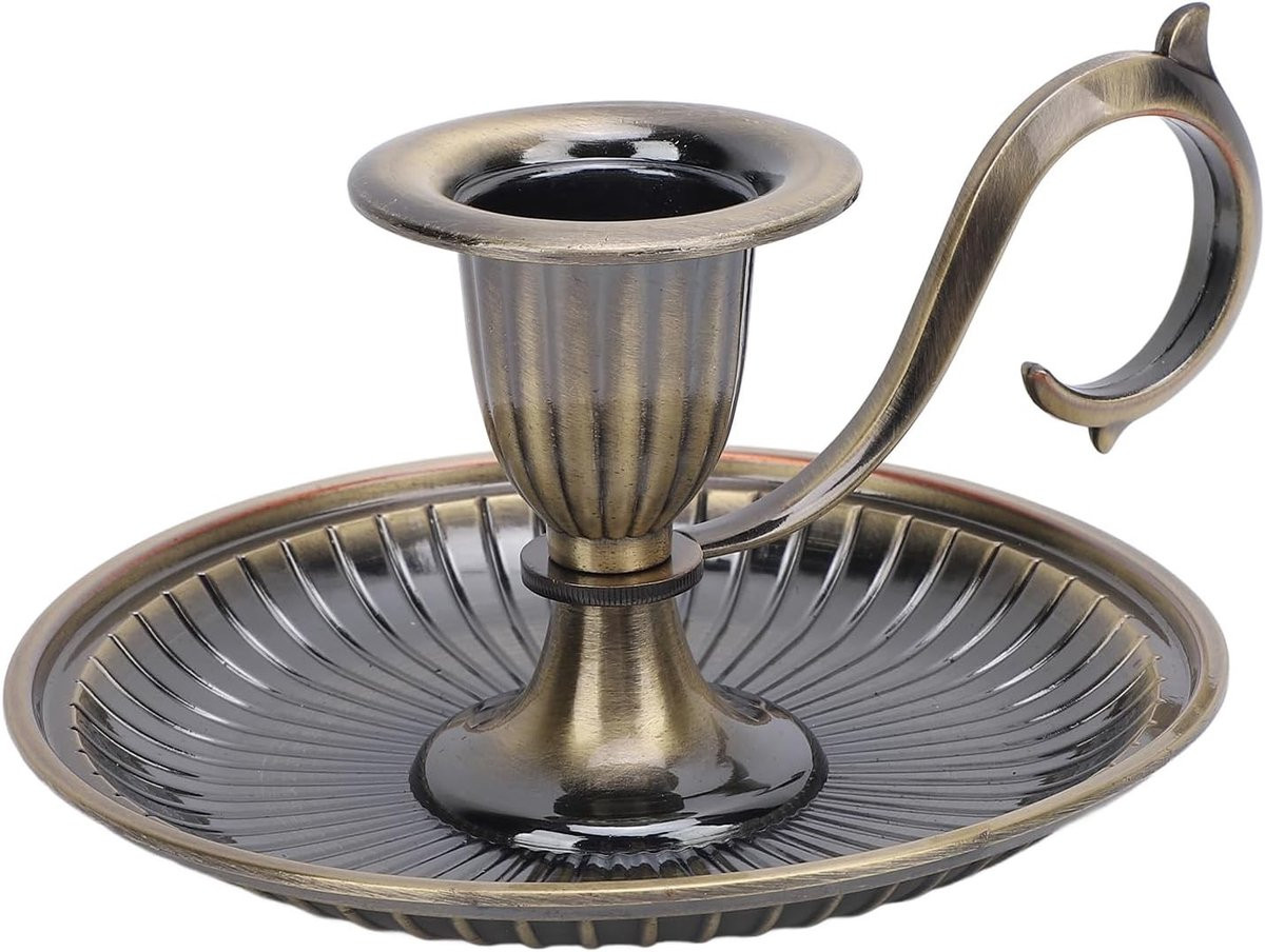 Vintage Gouden Messing Kandelaar voor Taper Kaarsen