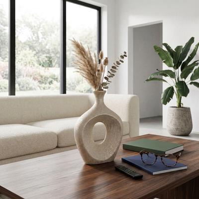 Sagebrook Home Modern Ceramic Textured Oval Cut-Out Vase - Home Decor