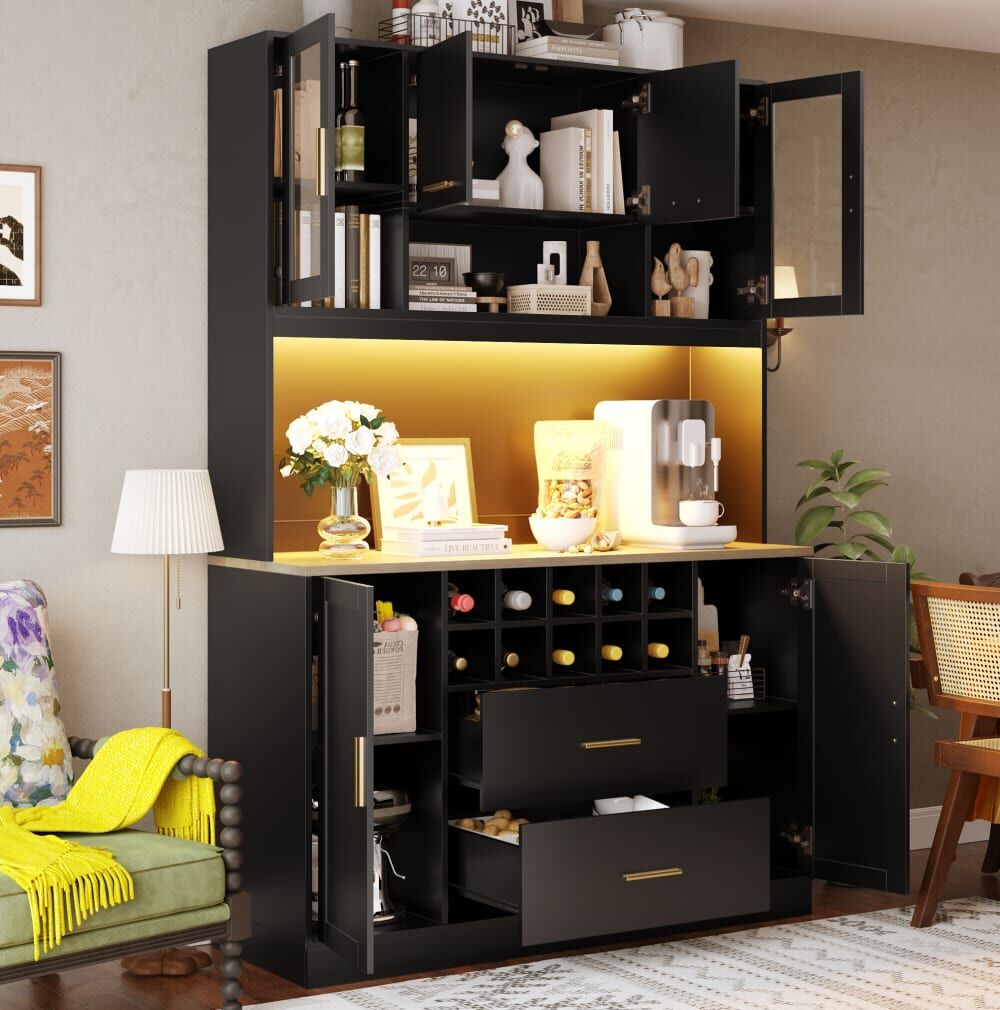 REDOM Buffet en mdf noir 120x36,3x180 cm Noir 120x180x36cm
