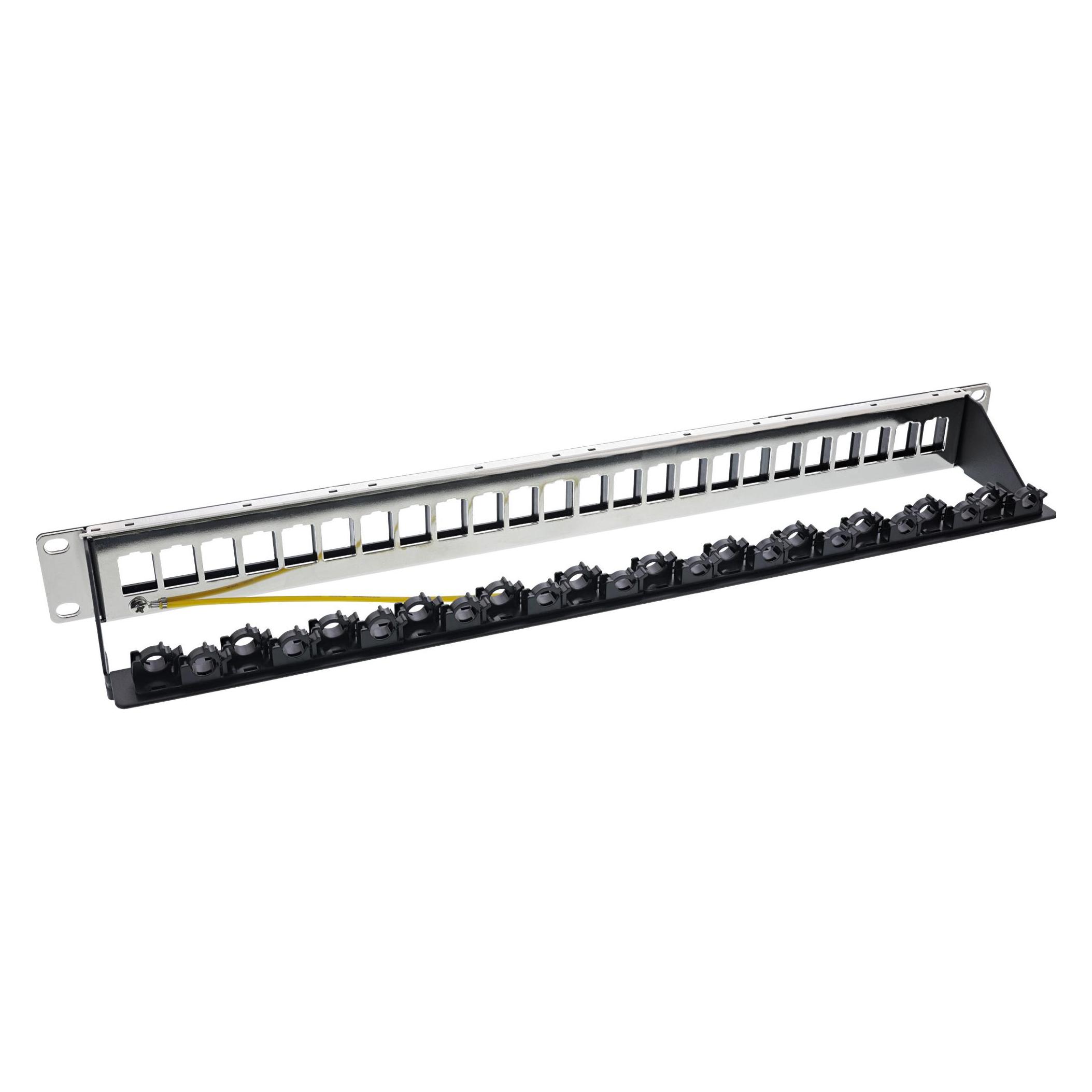 InLine Patchfeld 24-fach, Keystone Leerblech Patchpanel, 19", 1HE, schwarz RAL9005 (76824P)